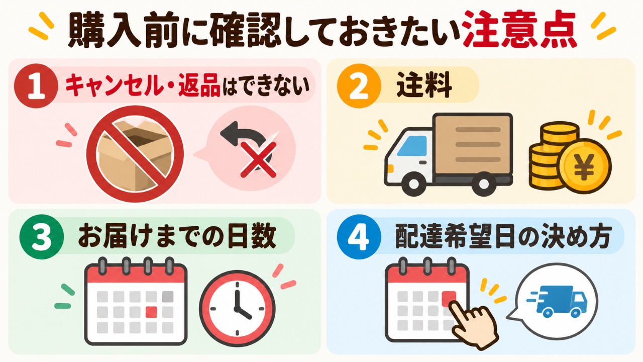 かに本舗　三大生ズワイ満足セット　購入前に確認しておきたい確認点